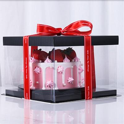 China Materials Amazon Hot Selling Recycled Transparent Cake Box For Cake Valentine's Day Gift Box for sale