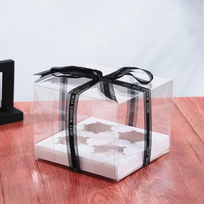 China Factory Price Recyclable Cupcake Transparent Cake Box 2 Cavity 4 6 12 For Buns Pastry Packaging Box Wholesale Custom for sale