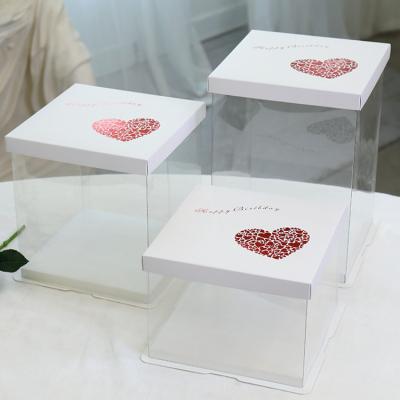 China Double Size Recyclable Transparent Packaging Box Birthday Cake Box Cake Box for sale