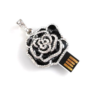 China Noble Black Plastic Design Rose Flash Memory Store Fashionable Flash USB Drive Memorial 4GB for sale