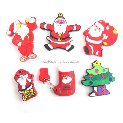 China Christmas Santa Claus Shape USB Flash Drive Pen Drive Present Gift Box 16GB PVC Christmas USB for sale