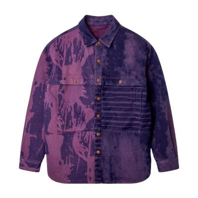 China Misani Anti-Pilling Denim Lattice Print Link Dye Single Shirt Custom Man Clothing Plus Size Mens Womens Shirts for sale