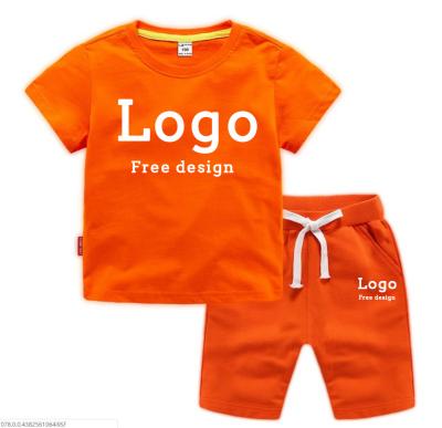 China MISANI casual printing embroidery logo label customization kids clothing set kids solid color cotton knit T-shirt set for sale