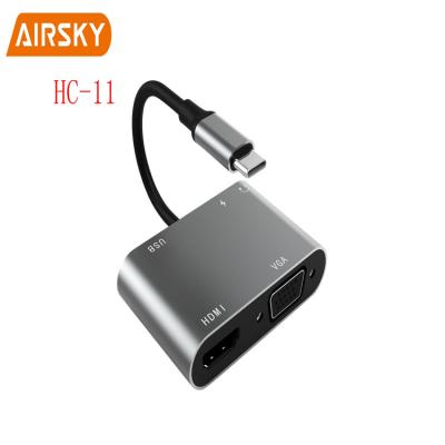 China Mobile Devices 5 .desk Computer In 1 USB C 100w Multi Type C 100w PD 4K hd-MI VGA USB 3.0 Hub Audio AV Adapter For Laptop for sale