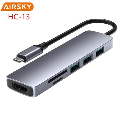 China Mobile Devices 6 .desk computer in 1 High Speed ​​HD-MI USB C HUB 6 SD TF Cardreader Port Type C Charging USB 3.0 HUB For MacBookPro for sale