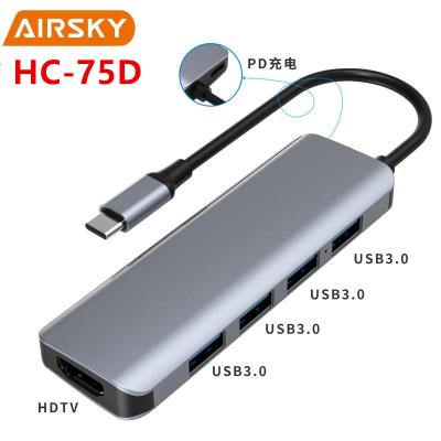 China Mobile Devices 6 .desk Computer In 1 HD-MI USB C HUB 6 Port High Speed ​​PD Type Charging USB 3.0 HUB For MacBook Adapter for sale