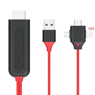 China High Quality Car 3 in 1 HDTV Cable Lighting and Micro USB Type C to Video Conversion Cable for Iphone Ipad for sale