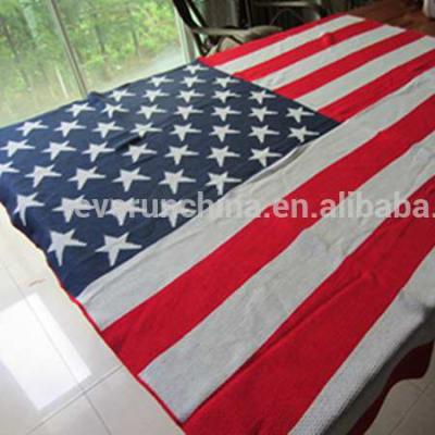 China PORTABLE 100%Polyester 100%Acrylic 100%Cotton USA Flag Jacquard Knit Blanket for sale