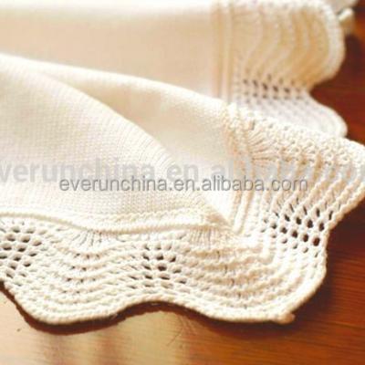 China PORTABLE 100%cotton plain knit baby blanket with handmade crochet edge, crochet baby blanket patterns for sale