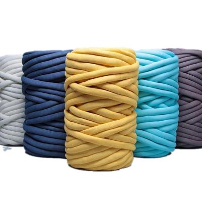 China Fancy Giant Wool Yarn 12 Colors Stock SEAMLESS COTTON D2-3cm D3-4cm Machine Washable T-Shirt Cavity 100% Fiber Filled Tube Braid Hand Knitting Yarn for sale