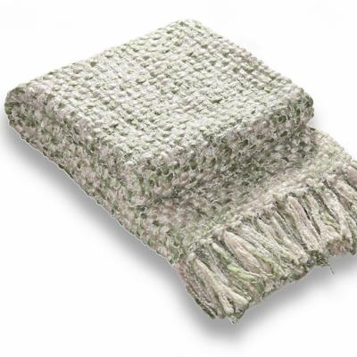 China PORTABLE Space Dyed Acrylic Loop Fringed Chunky Blanket, 100% Woven Acrylic Blankets for sale