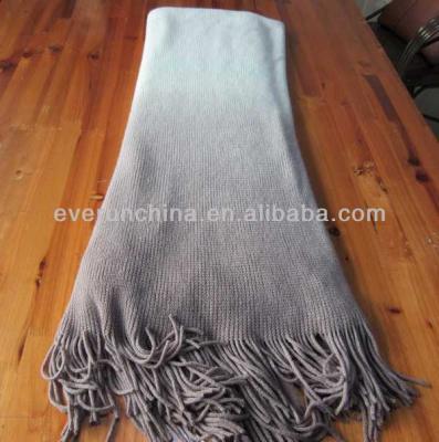 China Disposable 50CI89 100%acrylic degrade dip dye knit knit blanket shawl spray with fringe for sale