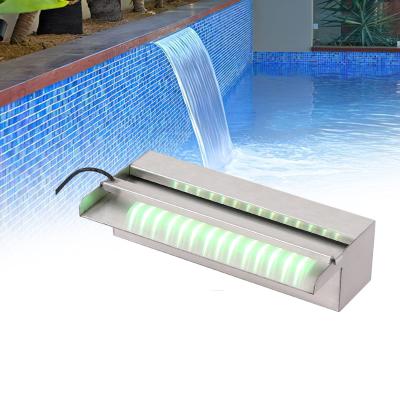 China Baobiao Stainless Steel Length 90cm Swimming Pool Rainfall Rock LED Light Waterfall Fountain Price Stainless Steel Arcs Blade for sale