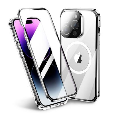 China Shockproof Two color, double-sided metal frame, shatterproof screen, all inclusive phone case for iphone 13 14 por max for sale