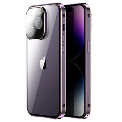 China Shockproof Free Sample magnetic wireless charge Back Cover for iPhone 14 13 metal Luxury wireless charging Phone Case for Iphone 11 12 13 for sale