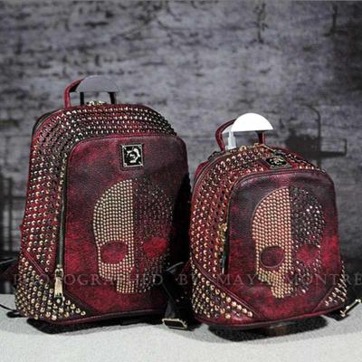 China Street Fashion Waterproof Rivet Skull Backpack Travel Female Bag Large Capacity Niche Designer Gym Bags Luxury High Quality Shoulder Bags for sale