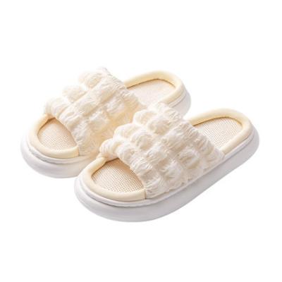 China Fashion Trend Women's Breathable Non-slip Soft Bottom Household Cute Thick Canvas Slippers Sweat-absorption for sale