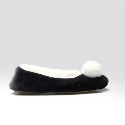 China Personalized Plush Warm Comfortable Ballerina Black White Soft Plush Slippers For Women for sale