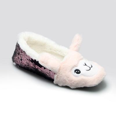 China Fashion Trend Sheep Lovely Cute Soft Plush Slipper Indoor Non-slip Sequin Children Slipper for sale