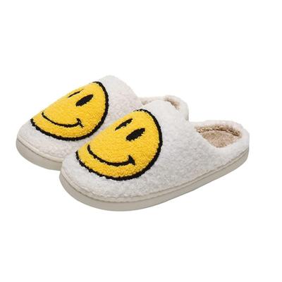 China FASHION women for fashion young smile cotton plush cute comfortable fluffy home slippers for sale