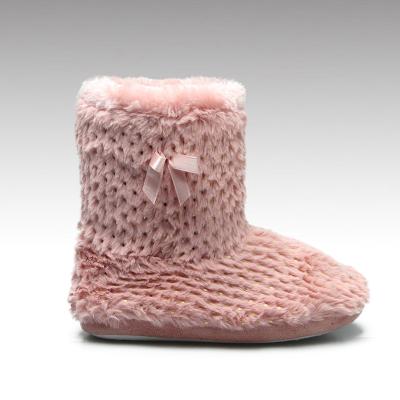 China Wholesale Hot Pink HC-891 Slipper Boots Pretty Warm Comfortable Indoor Ladies Anti-slippery With Bowknot for sale