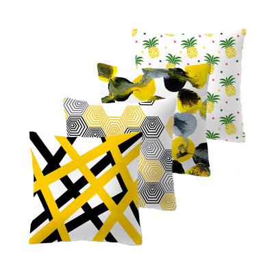 China Wholesale Viable Yellow Print Cushion Cover, Yellow Tile Cover, Decorative Sofa Pillow Case Cover for sale