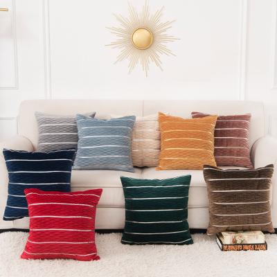 China 2021 Wholesale New Design Viable Fast Shipping Luxury Nordic Pillow Case, Succinct Striped Cushion Cover, 45*45 Nordic Pillow Covers for sale