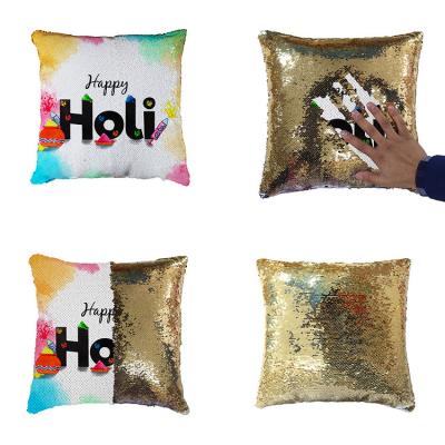 China Viable Wholesale Double Color Changing Sequin Cushion Cover, Changeable Sequin Tile Covers, Bright Gold Cushion Cover Sequin for sale