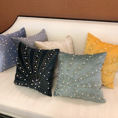 China 2021 Wholesale New Design Viable Pearl Velvet Cushion Hot Drilling Cover, Velvet Pearl Tile Covers, Pearl Cushion Cover Velvet for sale