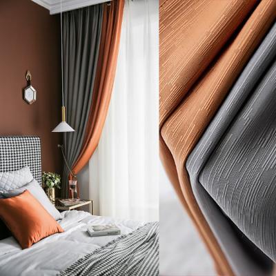 China Wholesale Blackout Living Room Blackout Curtain, Ready Made Curtain Blackout, Line Texture Luxury Modern Curtains for sale