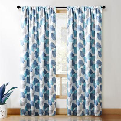 China Blackout wholesale custom size printed curtains, curtains for living room printed, leaves design curtain printed fabric for sale