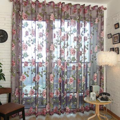 China Wholesale Blackout Flower Sheer Burnout Curtain, Custom Size Cheap Curtain Voile, Sheer Voile Burnout Curtain Roll for sale