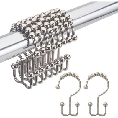 China Wholesale Metal Shower Curtain Hooks, Bathroom Curtain Hooks, Shower Curtain Hooks Double for sale