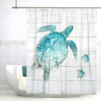 China Sustainable Hot Sale Digital Printing Sea Turtle Waterproof Shower Curtains, Turtle Shower Curtain Bathroom, Printing Shower Curtains for sale