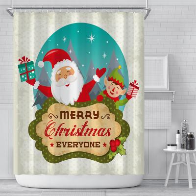 China Sustainable Wholesale Christmas Shower Curtain, Christmas Bathroom Curtain, Christmas Bath Room Curtain for sale