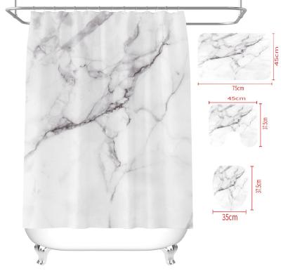 China Sustainable Hot Sale Digital Printing 90GSM 100% Polyester Bathroom Curtain Waterproof Marble Shower Curtain for sale