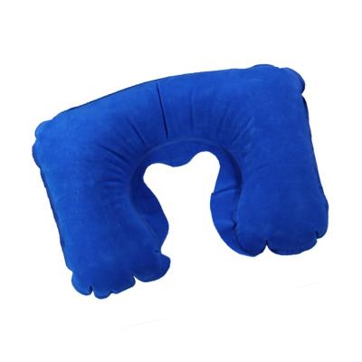 China Hot Sale Inflatable U Shape Flock Comfortable Inflatable Travel Pillow for sale