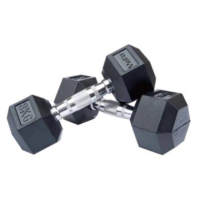 China New Strength Training Fitness Weightlifting Equipment Durable Cast Rubber Coated Hex Rubber Dumbbell for sale