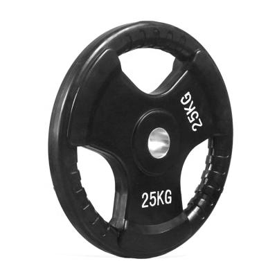 China Durable Tri Grip Weight Lifting Gym Fitness Exercise Weights Rubber Coated Plate for sale