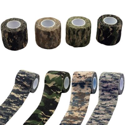 China Natural Latex Nonwoven 5cm * 4.5m Self Stretch Adhesive Camouflage Tapes No Traces Camping Hunting Camouflage Bandage For Gun / Sports Plants / Camera for sale