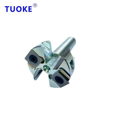 China Hot Selling European Woodworking Tuoke Milling Cutter 9120# Shank 8mm C3D#603E D25.4 Clear Lower Chisel Router Bit With Insert Knives for sale