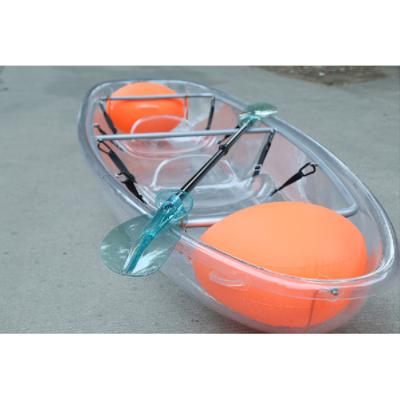 China Professional Kayaks Sit On Top Tandem Clear Bottom 4-6mm PC maker canoe transparent kayak with paddles for sale for sale