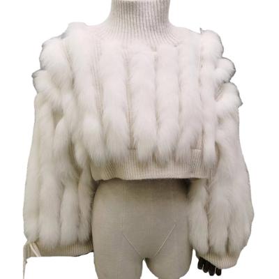 China 2022 New Design Fashion Sense Fox Waterproof Female Hair Splicing Autumn Winter Short Sweater Fur for sale