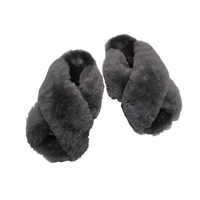 China Autumn Spring Fuzzy Australia Sheepskin Fur Slides Warm Plush Furry Slippers Custom Made Fashion Trend For Women for sale