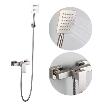 China Without Kaiping Factory Price 2 Way Sliding Bar Bathroom Shower Faucet High Pressure Protable Wall Mounted Modern Rain Shower Set for sale