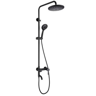 China Without Slide Bar China Factory Cheap Price Modern Design Bathroom Shower Faucet Luxury Thermostatic Wall Mounted Rain Shower Black Set for sale