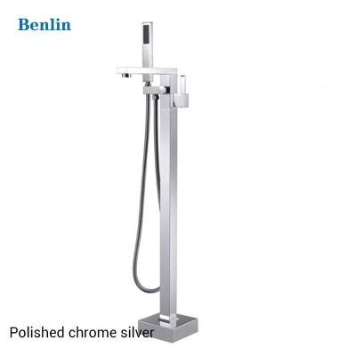 China Without Slide Bar Kaiping 304 Stainless Steel Tub Filler Water Deck Mounted Free Standing Bathtub Faucet for sale