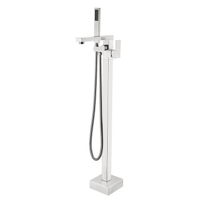 China Without Slide Bar Floor Bathtub Faucet 304 Stainless Steel Hot And Cold Sitting Shower Bathtub Faucet for sale