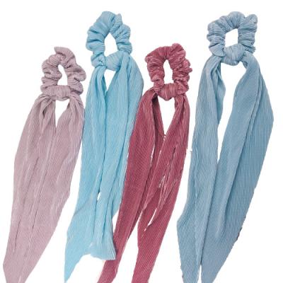 China Factory Price Little Girl Hair Accessiores Elastic Cloth Solid Colors Hair Ties Long Scrunchies C93841 for sale