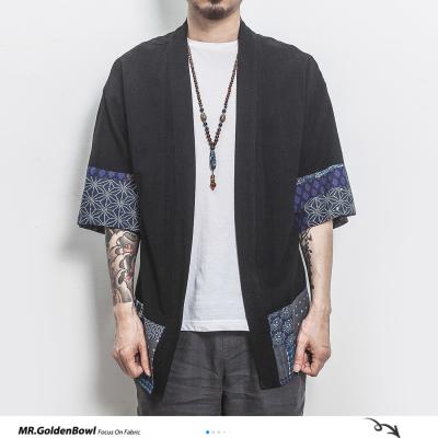 China 2022 Summer Spring Men's Fashion New Cotton Linen Shirt Breathable Japanese Kimono Jacket Male Casual Male Open Coat Top5XL for sale